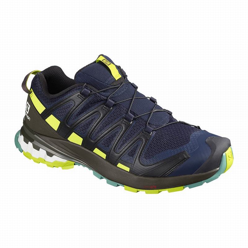 Salomon Israel XA PRO 3D V8 - Mens Hiking Shoes - Navy/Light Green (JFBG-09512)